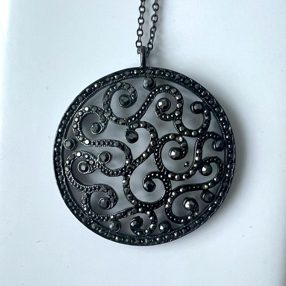 LOFT Black Statement Necklace Charcoal Rhinestones